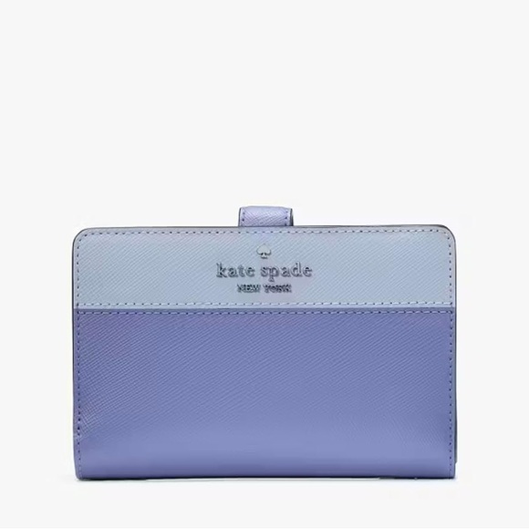 Kate Spade Madison Colorblock Medium Compact Bifold Wallet In Evening Blue Iris - Picture 1 of 10